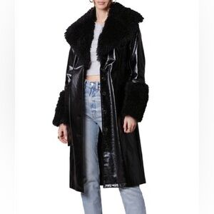 NWOT Avec les Filles Faux Leather Trench Coat